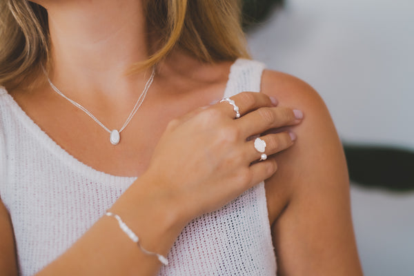 DOUBLE CHAIN PEARL NECKLACE
