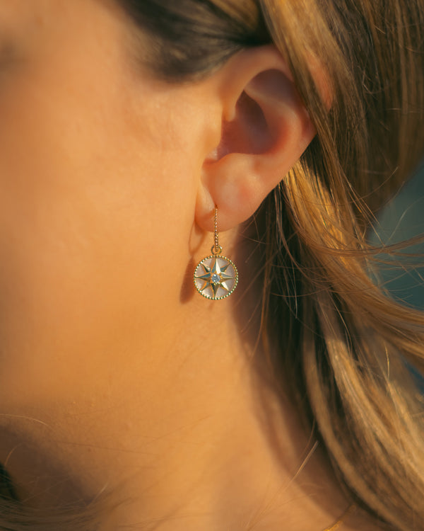 PEARL STAR HOOP EARRINGS (GOLD)